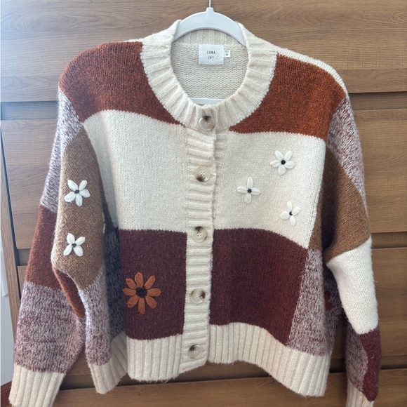 Sweaters - Colorful Patchwork Cardigan Sweater